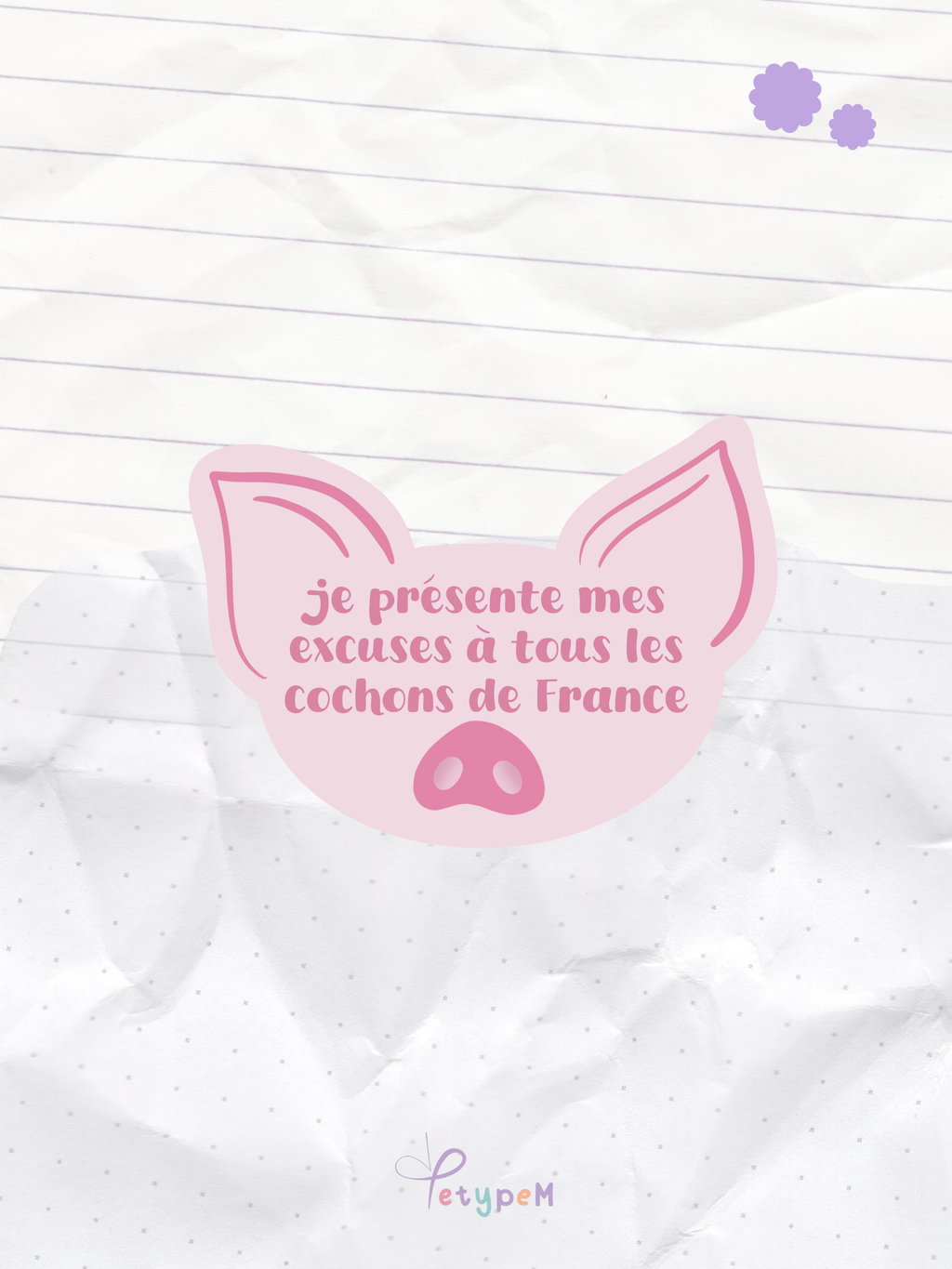Je présente mes excuses à tous les cochons de France